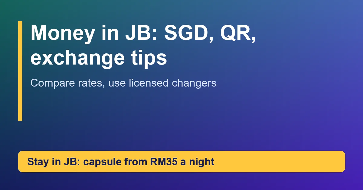 Card reading Money in Johor Bahru, changing SGD and paying by QR, with a RM35 capsule from Pelangi Capsule Hostel