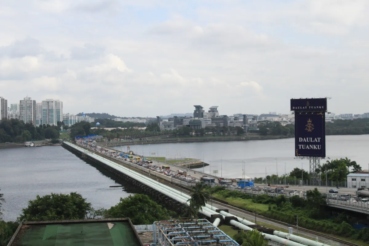 Causeway buses queuing at Woodlands Checkpoint for the Singapore to Johor Bahru crossing
